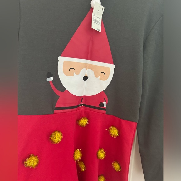 Medium Long sleeve mock neck Christmas dress w/ Santa and sparkle balls NWT. - Picture 2 of 3